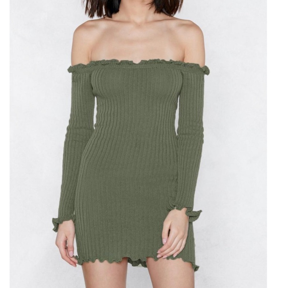 Off The Shoulder Ribbed Dress - Picture 3 of 3
